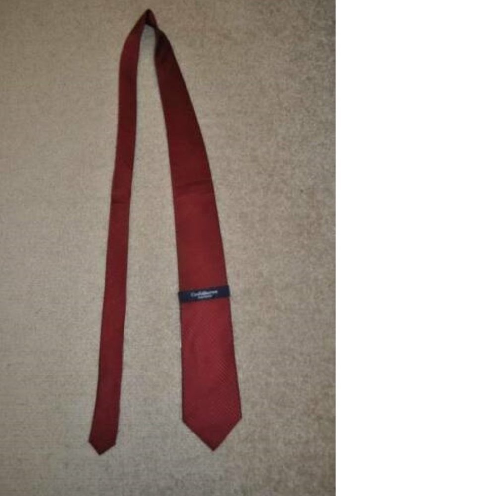 Mens Silk Necktie Croft And Barrow Red Diagonal Tie Satiny 100% Silk Lined